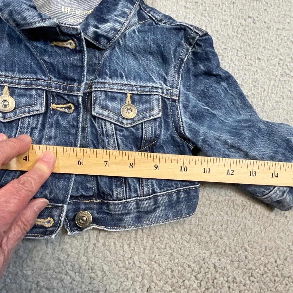 Gap Denim Trucker Jacket Kids 12-18 Months Blue Excellent Cotton Cropped Wash